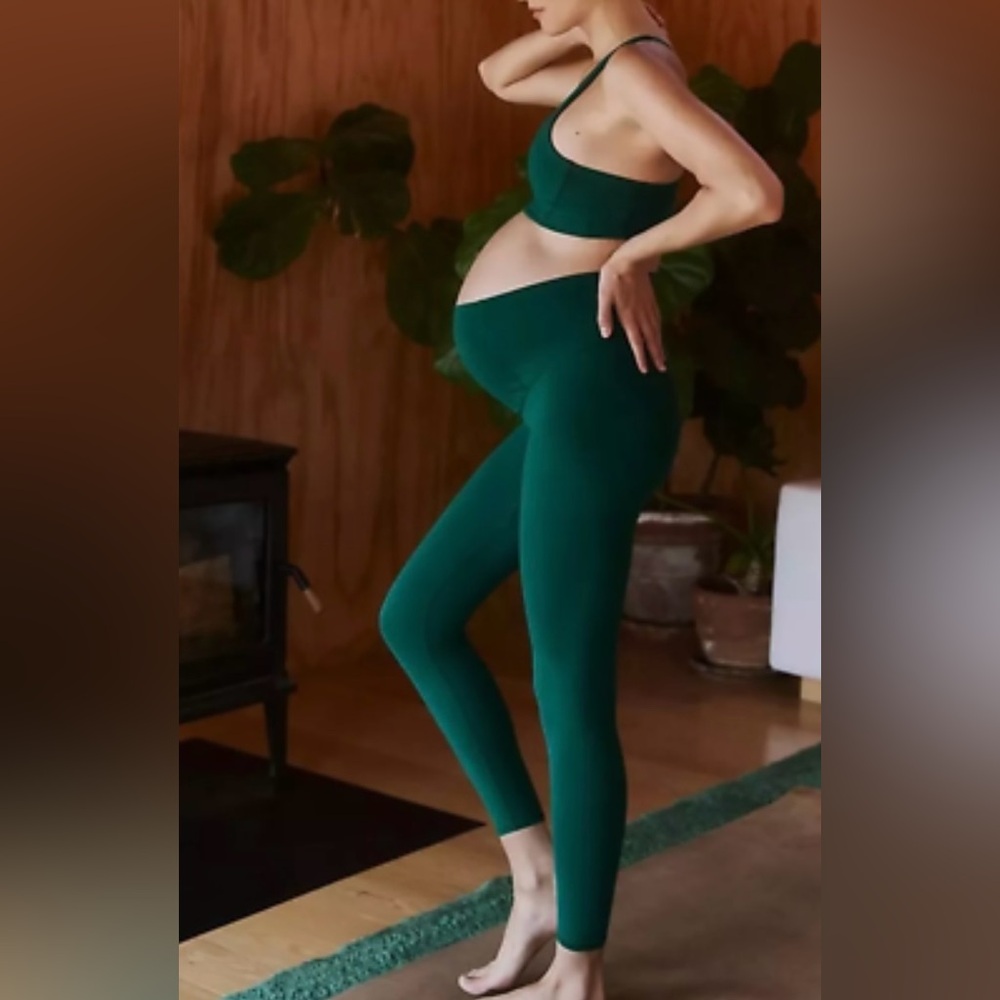 FP Movement by Free People Emerald Green Maternity Leggings L NWT - Picture 3 of 6